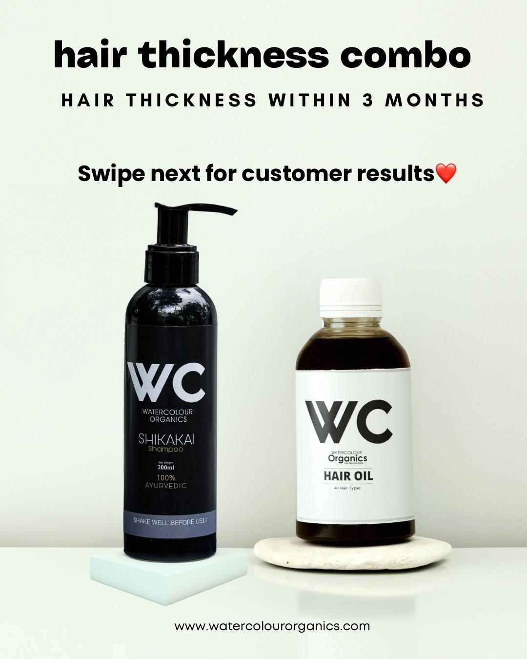 WC Hair Thickness Combo (Hair Oil & Shikakai Shampoo)