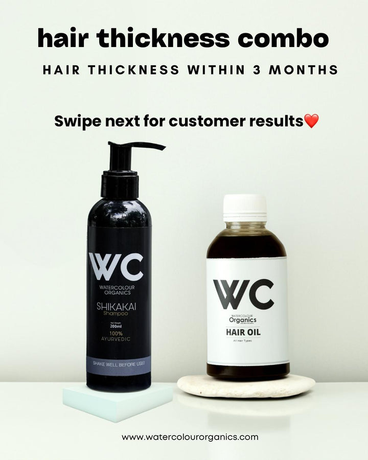 WC Hair Thickness Combo (Hair Oil & Shikakai Shampoo)